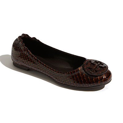 Tory Burch 'Reva - Monarch' Snake Embossed Leather Flat