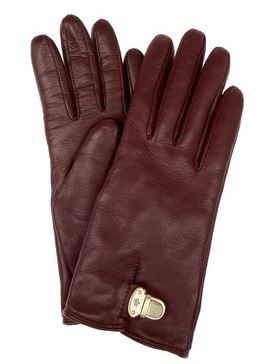 Mulberry Polly Push Lock leather gloves, $220