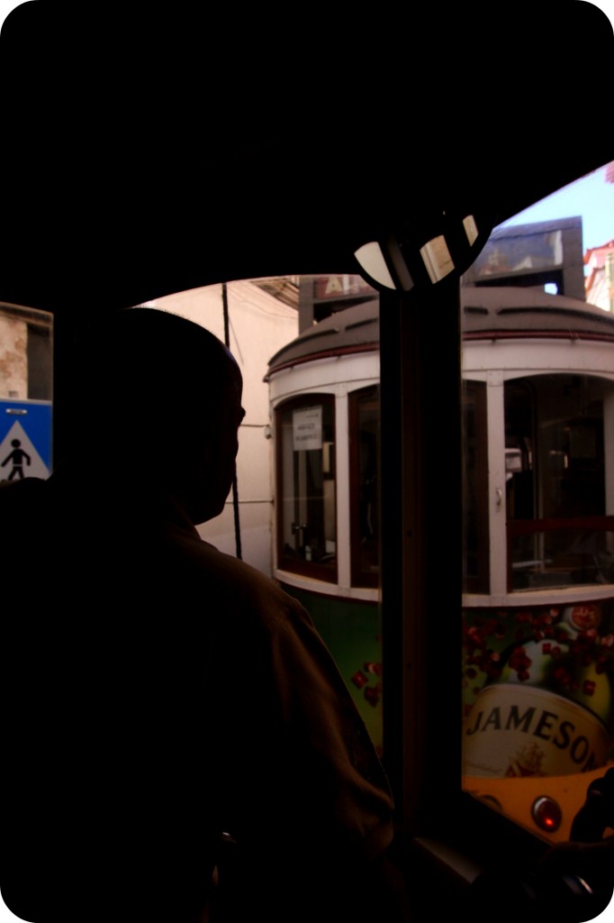 Our 28 tram in Lisbon has a little malfunction. Caused a tiny traffic jam. 