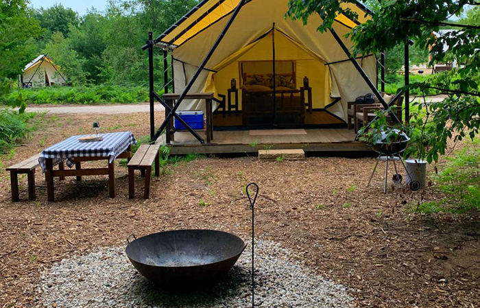 Safari tents at Beaver Island Resort. 